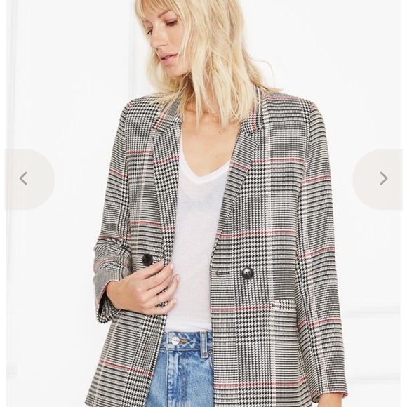 Anine Bing Jackets & Blazers - Anine Bing Black White and Red Checkered Blazer